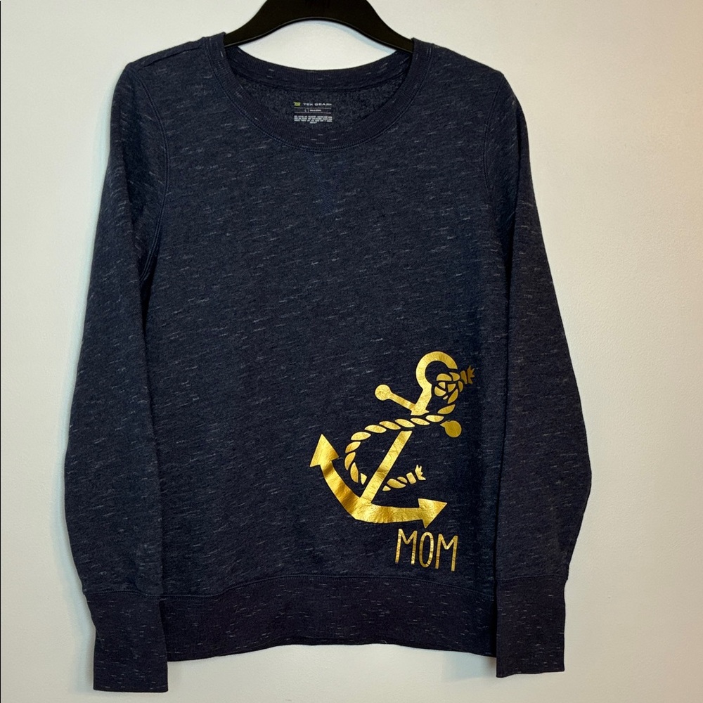 Women’s Tek Gear Blue/White Sweatshirt with Gold Anchor Design Size Large
